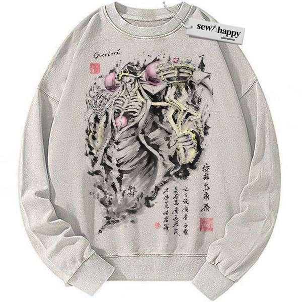 Wash Sweatshirt Ainz Ooal Gown Sweatshirt, Overlord Sweatshirt, Anime Sweatshirt, Vintage Sweater
