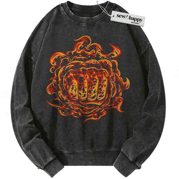 Wash Sweatshirt Akainu Magma Fist Sweatshirt, One Piece Sweatshirt, Anime Sweatshirt, Vintage Sweater