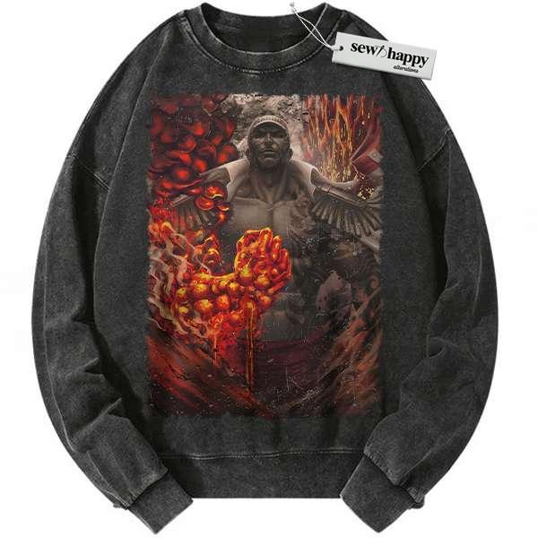 Wash Sweatshirt Akainu Sweatshirt, Sakazuki Sweatshirt, One Piece Sweatshirt, Anime Sweatshirt, Vintage Sweater