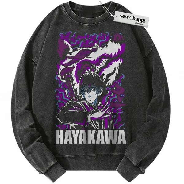 Wash Sweatshirt Aki Hayakawa Sweatshirt, Chainsaw Man Sweatshirt, Anime Sweatshirt, Vintage Sweatshirt