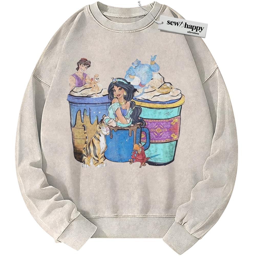 Wash Sweatshirt Aladdin Sweatshirt, Animated Sweatshirt, Vintage Sweater