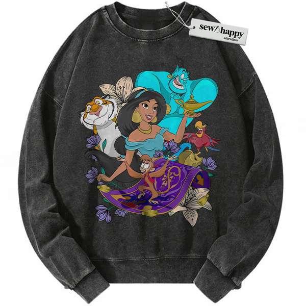 Wash Sweatshirt Aladdin Sweatshirt, Animated Sweatshirt, Vintage Sweatshirt