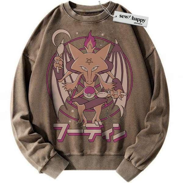 Wash Sweatshirt Alakazam Sweatshirt, Pokemon Sweatshirt, PKM Sweatshirt, Anime Sweatshirt, Vintage Sweatshirt