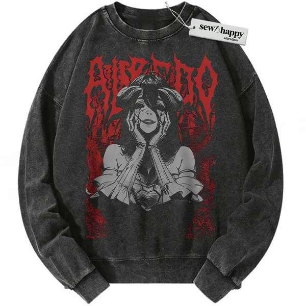 Wash Sweatshirt Albedo Sweatshirt, Overlord Sweatshirt, Anime Sweatshirt, Vintage Sweatshirt