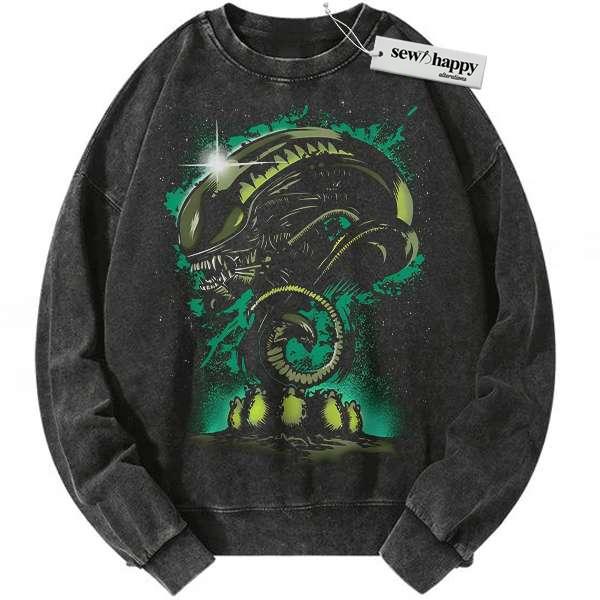 Wash Sweatshirt Alien vs Predator Sweatshirt, Movie Sweatshirt, Vintage Sweater