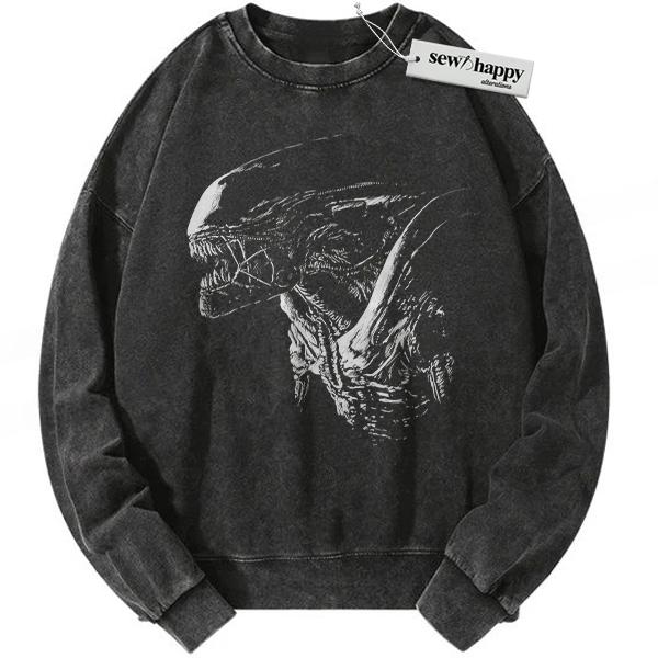 Wash Sweatshirt Alien vs Predator Sweatshirt, Movie Sweatshirt, Vintage Sweatshirt