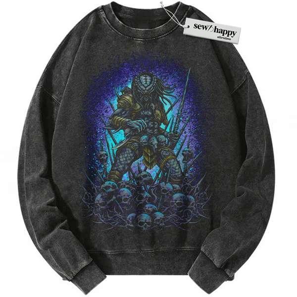 Wash Sweatshirt Alien vs Predator Sweatshirt, Movie Sweatshirt, Vintage Sweatshirt