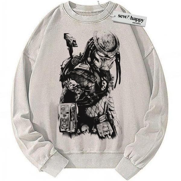 Wash Sweatshirt Alien vs Predator Sweatshirt, Movie Sweatshirt, Vintage Sweatshirt