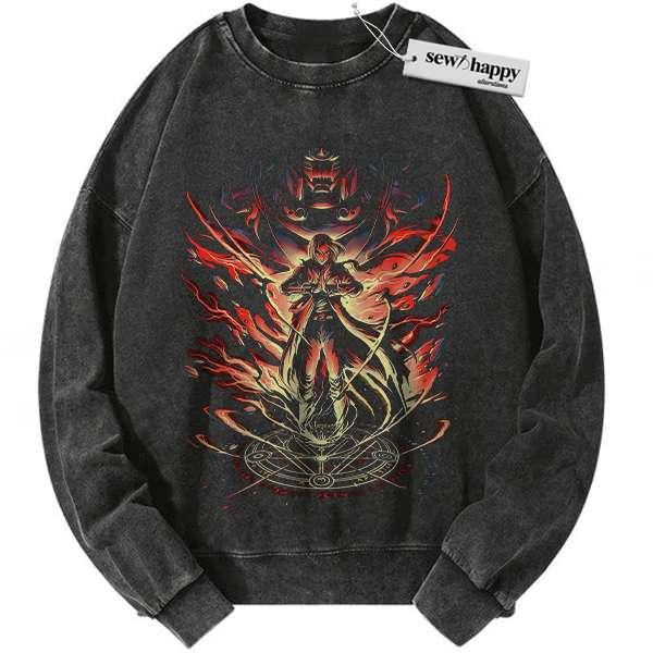 Wash Sweatshirt Alphonse vs Edward Elric Sweatshirt, Fullmetal Alchemist Sweatshirt, Anime Sweatshirt, Vintage Sweatshirt