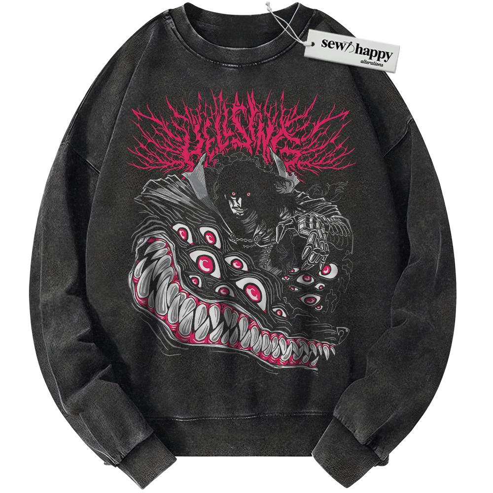 Wash Sweatshirt Alucard Sweatshirt, Hellsing Sweatshirt, Anime Sweatshirt, Vintage Sweater Wash Sweatshirt Alucard Sweatshirt, Hellsing Sweatshirt, Anime Sweatshirt, Vintage Sweater - Image 1