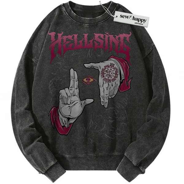 Wash Sweatshirt Alucard Sweatshirt, Hellsing Sweatshirt, Anime Sweatshirt, Vintage Sweater