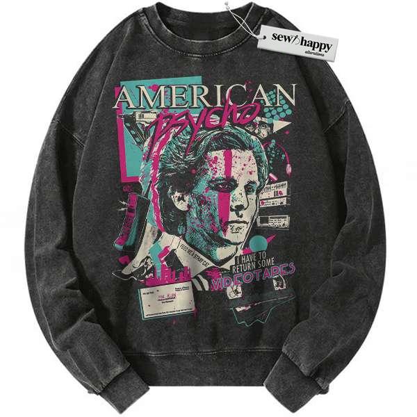 Wash Sweatshirt American Psycho Sweatshirt, Halloween Sweatshirt, Horror Movie Sweatshirt, Vintage Sweater