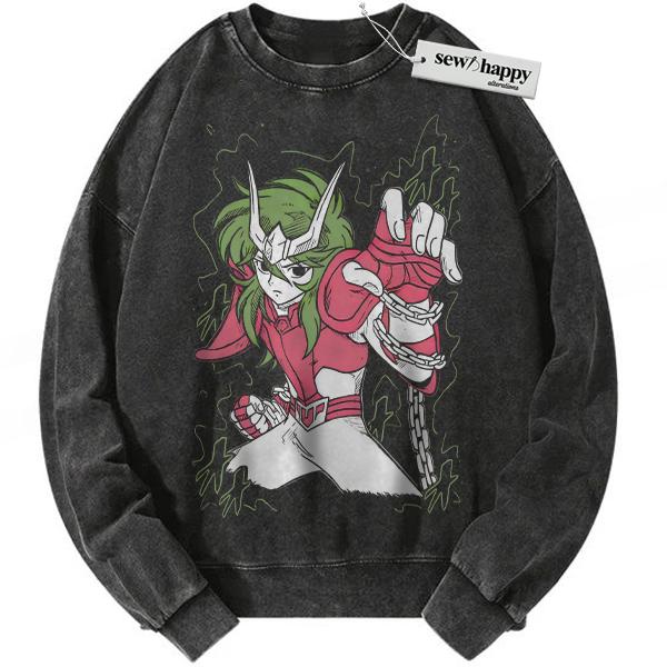 Wash Sweatshirt Andromeda Shun Sweatshirt, Saint Seiya Sweatshirt, Anime Sweatshirt, Vintage Sweatshirt