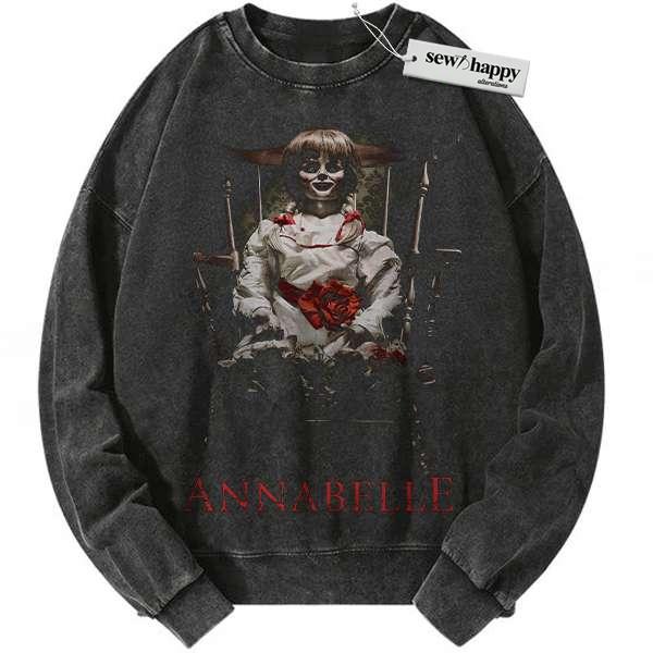 Wash Sweatshirt Annabelle Sweatshirt, Halloween Sweatshirt, Horror Sweatshirt, Vintage Sweater