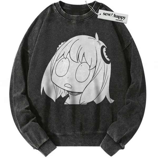 Wash Sweatshirt Anya Forger Sweatshirt, Spy x Family Sweatshirt, Anime Sweatshirt, Vintage Sweater