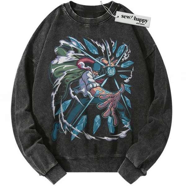 Wash Sweatshirt Aokiji - Kuzan Sweatshirt, One Piece Sweatshirt, Anime Sweatshirt, Vintage Sweatshirt