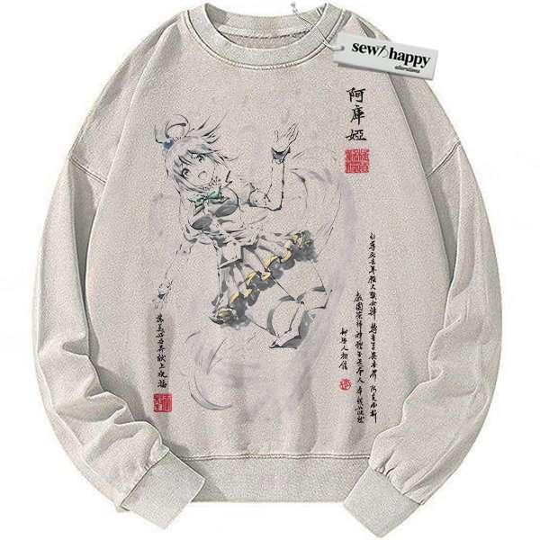 Wash Sweatshirt Aqua Sweatshirt, Konosuba Sweatshirt, Anime Sweatshirt, Vintage Sweatshirt