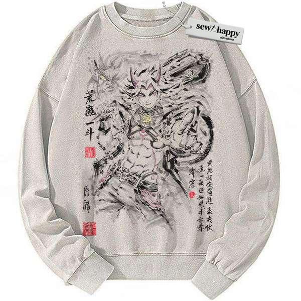 Wash Sweatshirt Arataki Itto Sweatshirt, Genshin Impact Sweatshirt, Game Sweatshirt, Vintage Sweater