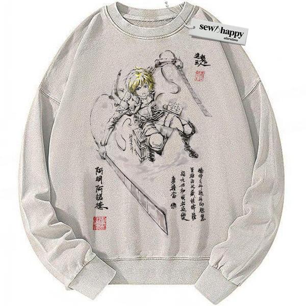 Wash Sweatshirt Armin Arlert Sweatshirt, Attack On Titan, AOT Sweatshirt, Anime Sweatshirt, Vintage Sweatshirt