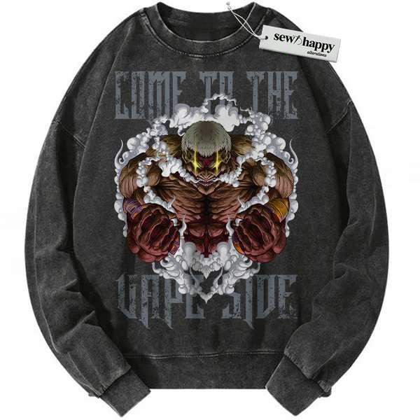 Wash Sweatshirt Armored Titan Sweatshirt, Attack On Titan Sweatshirt, AOT Sweatshirt, Anime Sweatshirt, Vintage Sweater