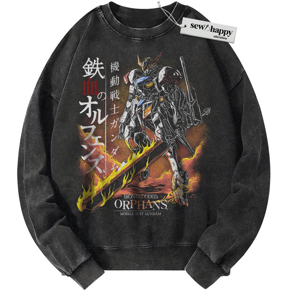 Wash Sweatshirt ASW-G-08 Gundam Barbatos Sweatshirt, Gundam Sweatshirt, Anime Sweatshirt, Vintage Sweater