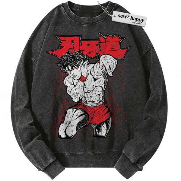 Wash Sweatshirt Baki Hanma Sweatshirt, Anime Sweatshirt, Vintage Sweater