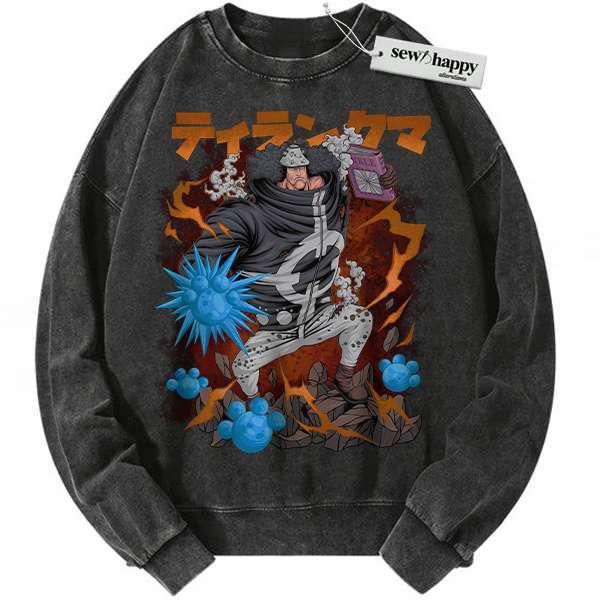 Wash Sweatshirt Bartholomew Kuma Sweatshirt, One Piece Sweatshirt, Anime Sweatshirt, Vintage Sweater Wash Sweatshirt Bartholomew Kuma Sweatshirt, One Piece Sweatshirt, Anime Sweatshirt, Vintage Sweater - Image 1