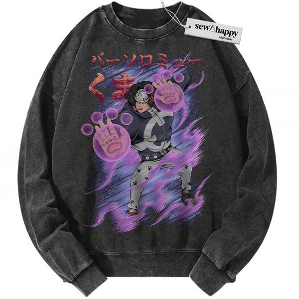 Wash Sweatshirt Bartholomew Kuma Sweatshirt, One Piece Sweatshirt, Anime Sweatshirt, Vintage Sweatshirt