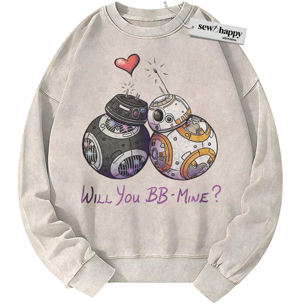 Wash Sweatshirt BB-8 and BB-9E Sweatshirt, Star Wars Sweatshirt, Valentine's Day Sweatshirt, Movie Sweatshirt, Vintage Sweater