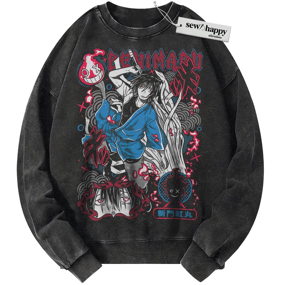 Wash Sweatshirt Benimaru Shinmon Sweatshirt, Fire Force Sweatshirt, Anime Sweatshirt, Vintage Sweater
