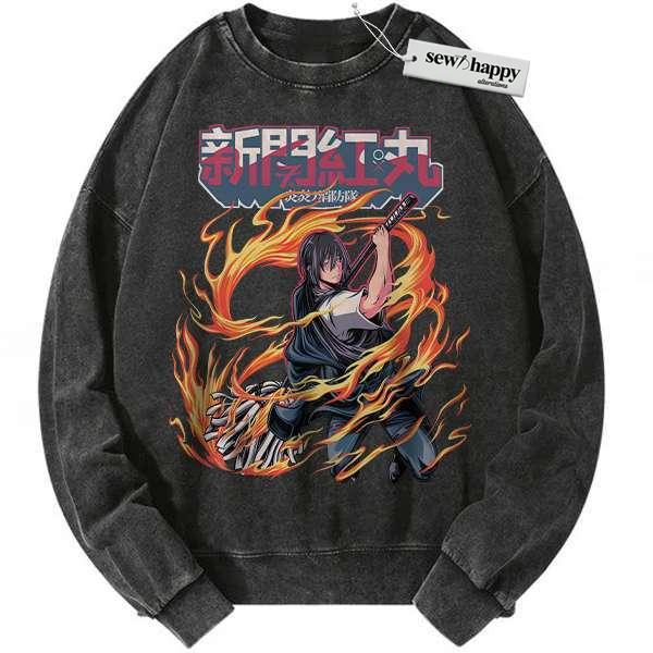 Wash Sweatshirt Benimaru Shinmon Sweatshirt, Fire Force Sweatshirt, Anime Sweatshirt, Vintage Sweatshirt