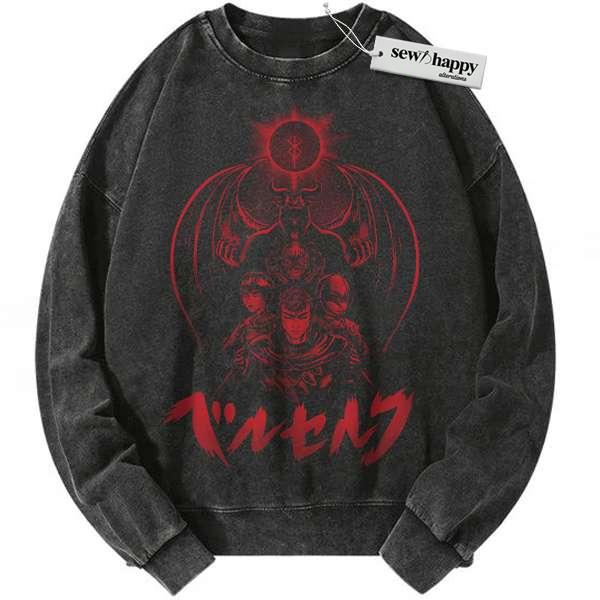 Wash Sweatshirt Berserk Sweatshirt, Anime Sweatshirt, Vintage Sweater