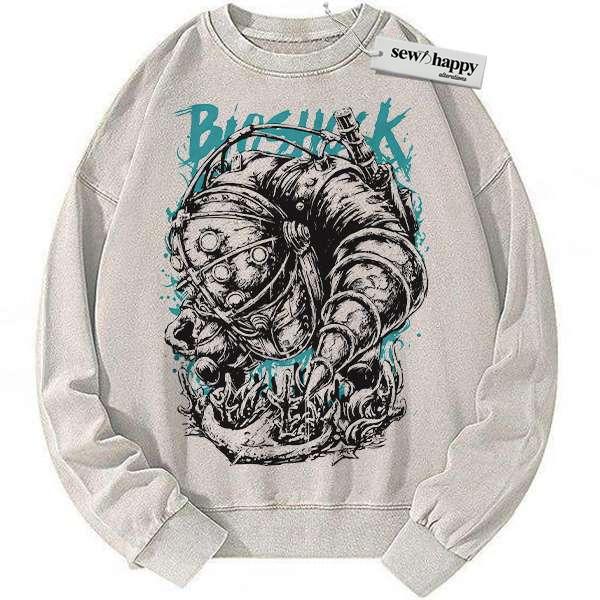 Wash Sweatshirt Bioshock Sweatshirt, Game Sweatshirt, Vintage Sweater
