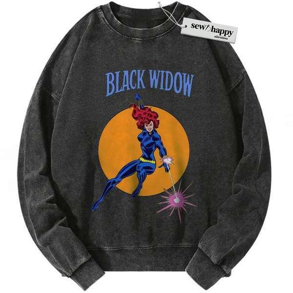 Wash Sweatshirt Black Widow Sweatshirt, Marvel Comics Sweatshirt, Vintage Sweatshirt
