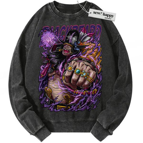 Wash Sweatshirt Blackbeard Sweatshirt, Marshall D Teach Sweatshirt, One Piece Sweatshirt, Anime Sweatshirt, Vintage Sweatshirt Wash Sweatshirt Blackbeard Sweatshirt, Marshall D Teach Sweatshirt, One Piece Sweatshirt, Anime Sweatshirt, Vintage Sweatshirt - Image 1
