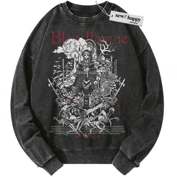 Wash Sweatshirt Bloodborne Sweatshirt, Game Sweatshirt, Vintage Sweater