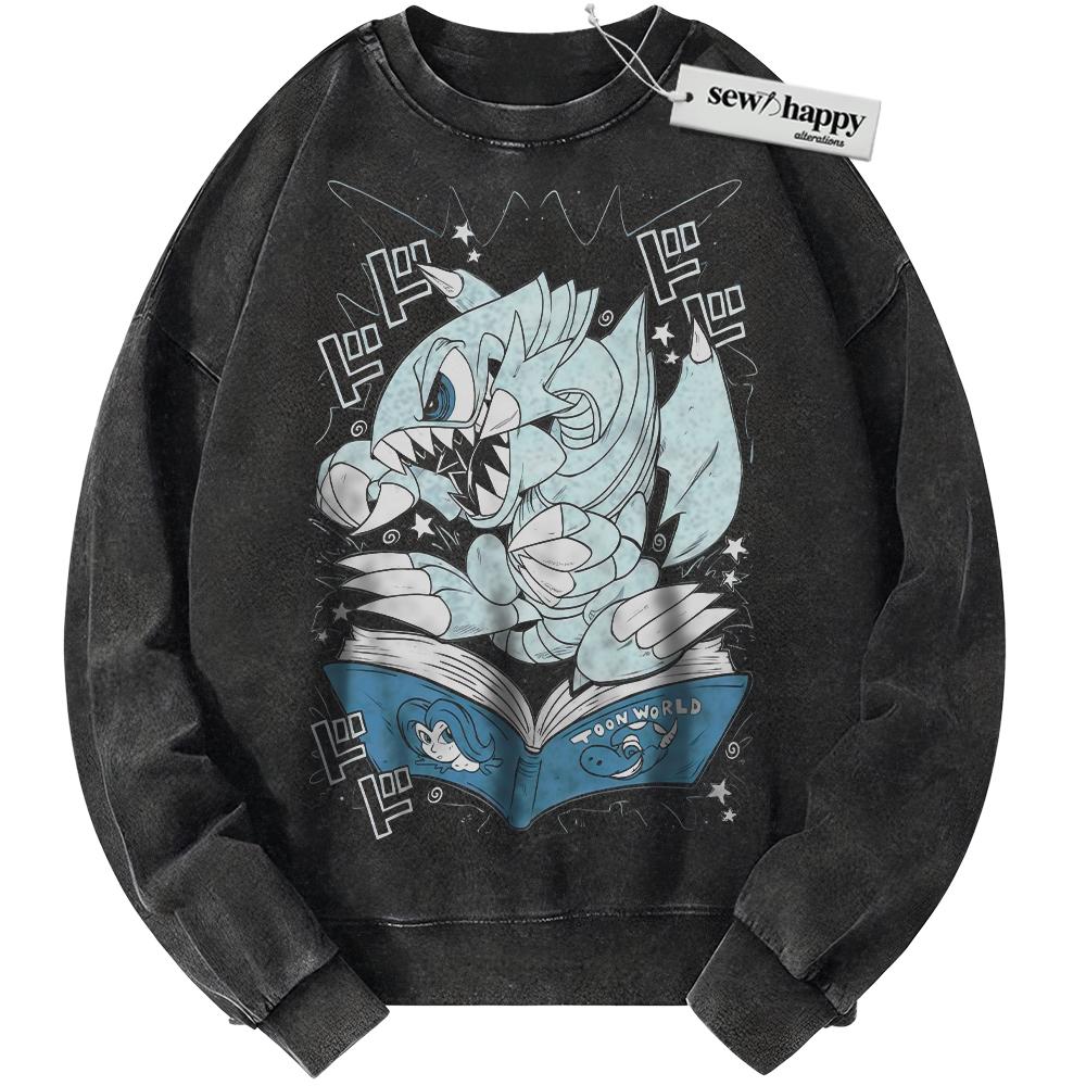 Wash Sweatshirt Blue-Eyes Toon Dragon Sweatshirt, Anime Sweatshirt, Vintage Sweater