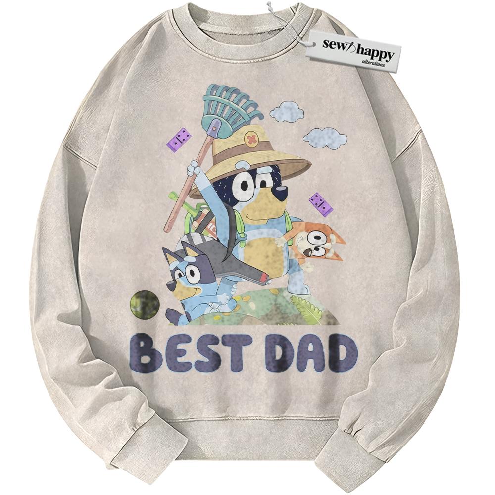 Wash Sweatshirt Bluey Sweatshirt, Father's Day Sweatshirt, Animated Sweatshirt, Vintage Sweater