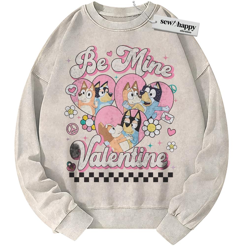 Wash Sweatshirt Bluey Sweatshirt, Valentine's Day Sweatshirt, Animated Sweatshirt, Vintage Sweater