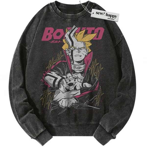 Wash Sweatshirt Boruto Sweatshirt, Naruto Sweatshirt, Anime Sweatshirt, Vintage Sweater