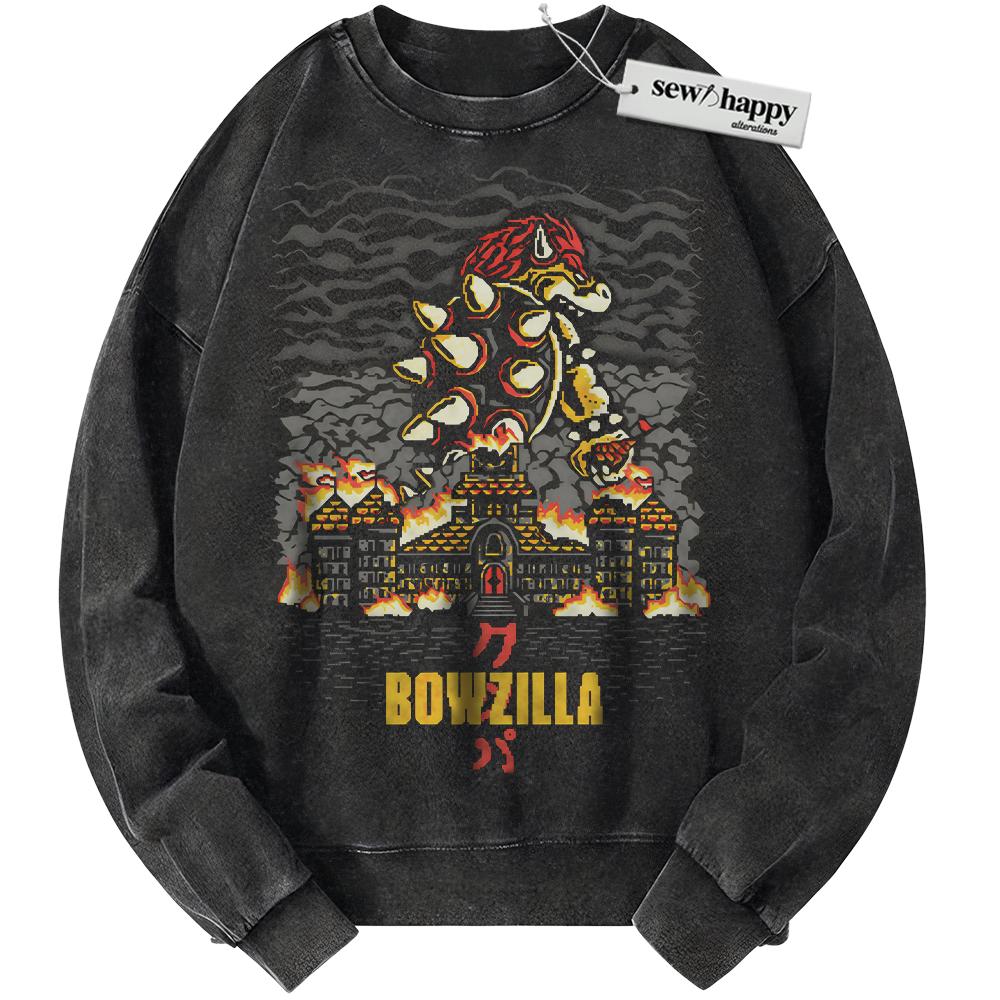 Wash Sweatshirt Bowser Sweatshirt, King Koopa Sweatshirt, Super Mario Sweatshirt, Game Sweatshirt, Vintage Sweater
