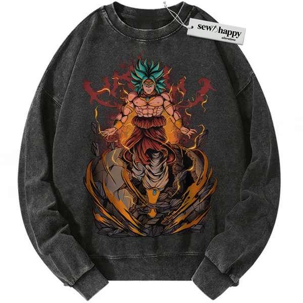Wash Sweatshirt Broly Sweatshirt, Dragon Ball Sweatshirt, DBZ Sweatshirt, Anime Sweatshirt, Vintage Sweater