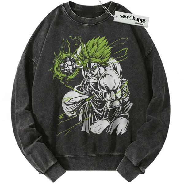 Wash Sweatshirt Broly Sweatshirt, Dragon Ball Sweatshirt, DBZ Sweatshirt, Anime Sweatshirt, Vintage Sweatshirt
