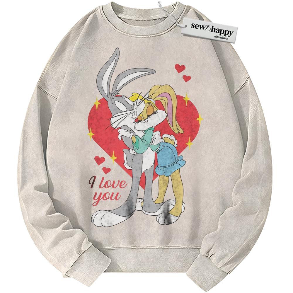 Wash Sweatshirt Bugs Bunny Sweatshirt, Looney Tunes Sweatshirt, Valentine's Day Sweatshirt, Animated Sweatshirt, Vintage Sweater