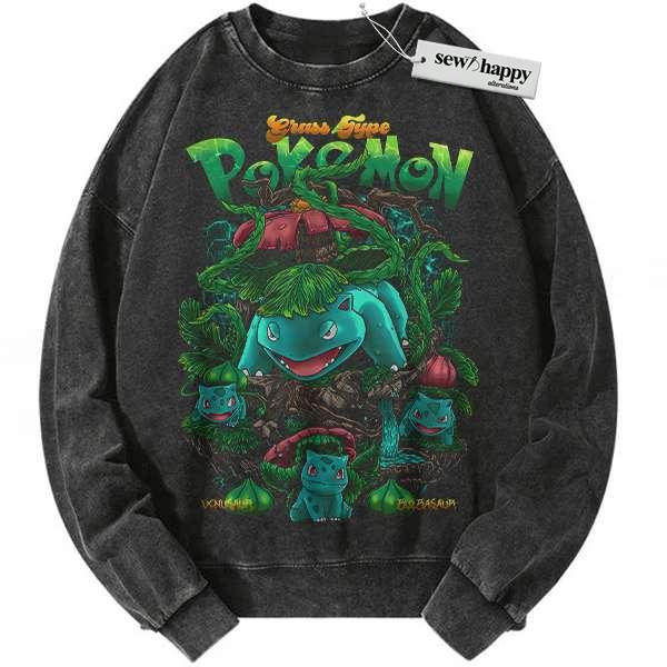 Wash Sweatshirt Bulbasaur Sweatshirt, Ivysaur Sweatshirt, Venusaur Sweatshirt, Pokemon Sweatshirt, Anime Sweatshirt, Vintage Sweatshirt