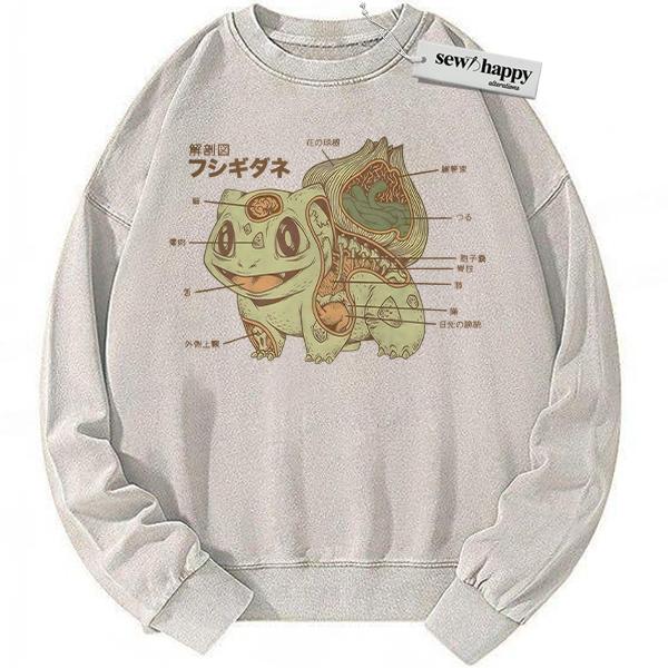 Wash Sweatshirt Bulbasaur Sweatshirt, Pokemon Sweatshirt, PKM Sweatshirt, Anime Sweatshirt, Vintage Sweatshirt