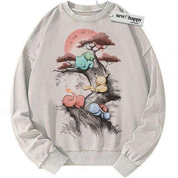 Wash Sweatshirt Bulbasaur Sweatshirt, Squirtle Sweatshirt, Charmander Sweatshirt, Pikachu Sweatshirt, Pokemon Sweatshirt, Anime Sweatshirt, Vintage Sweater