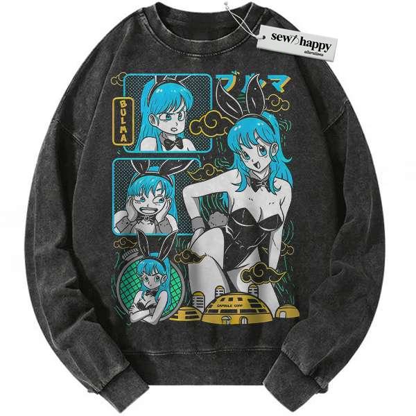 Wash Sweatshirt Bulma Sweatshirt, Dragon Ball Sweatshirt, Anime Sweatshirt, Vintage Sweater