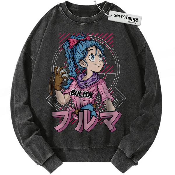 Wash Sweatshirt Bulma Sweatshirt, Dragon Ball Sweatshirt, DBZ Sweatshirt, Anime Sweatshirt, Vintage Sweater