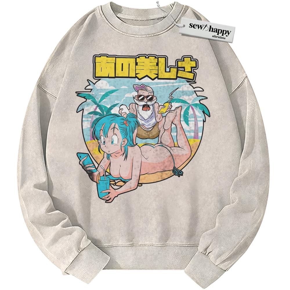 Wash Sweatshirt Bulma Sweatshirt, Master Roshi Sweatshirt, Dragon Ball Sweatshirt, Anime Sweatshirt, Vintage Sweater
